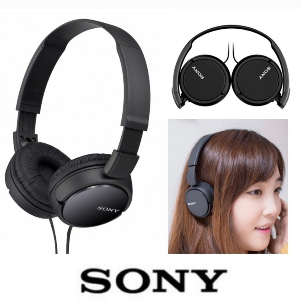 New! SONY Wired On-Ear Headphones ZX Series Black School Kids MDRZX110 3.5mm NIB - Picture 2 of 11